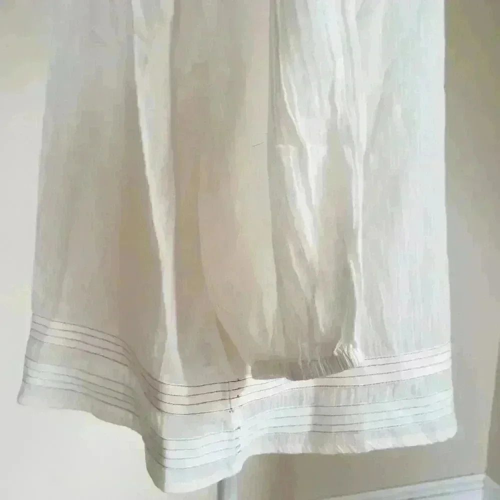 Velvet By Graham & Spencer For Anthropologie White Tie Front Blouse Size Medium - Picture 4 of 8